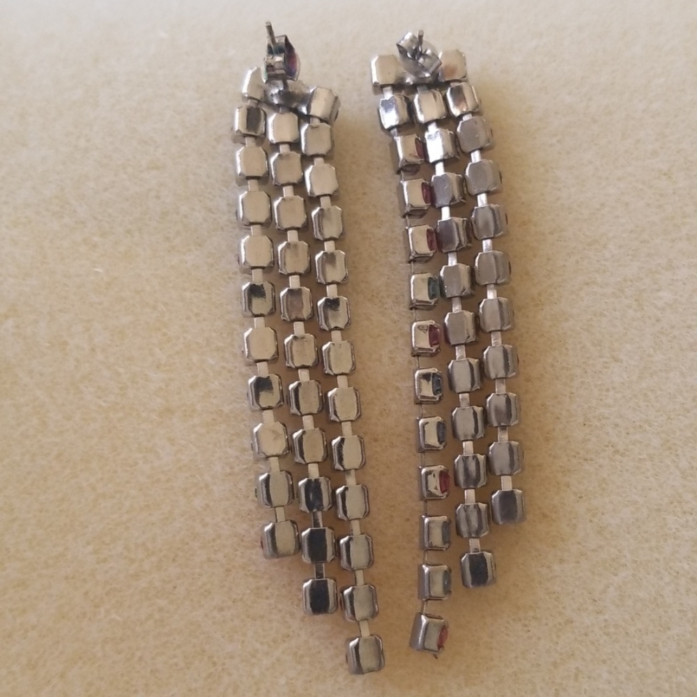 Rhinestones Easter Colored Tassle Stud Earrings - image 4